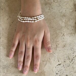 14k real solid gold freshwater Pearls bracelet